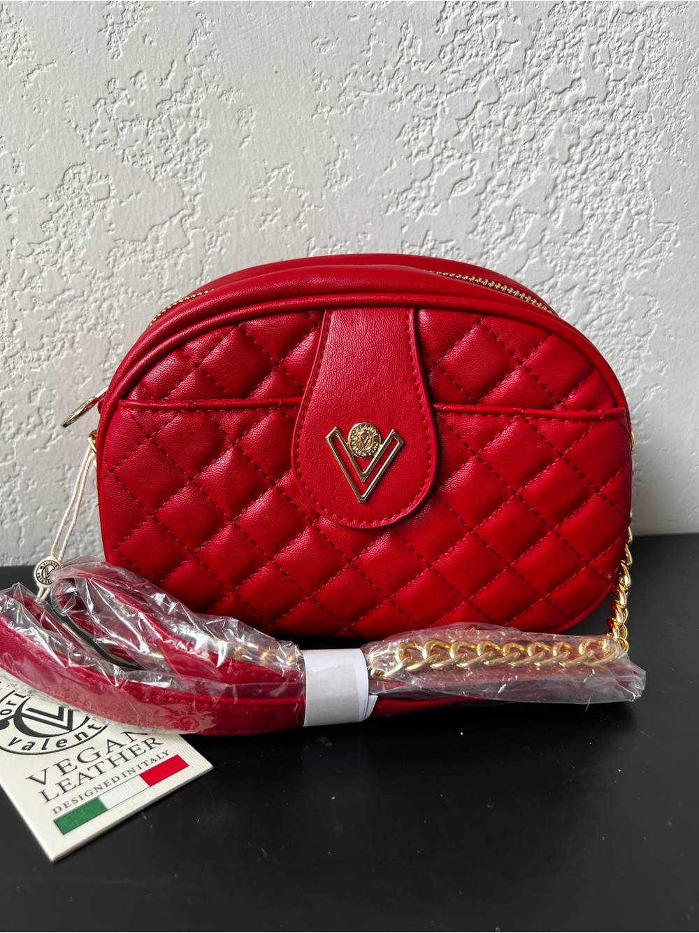 NWT Valentino Orlandi Red Quilted Crossbody Bag Purse – Designed in Italy